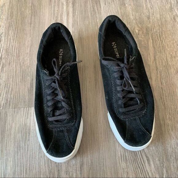 Superga Black Suede Platform Sneakers Womens Size 9 - Picture 6 of 6